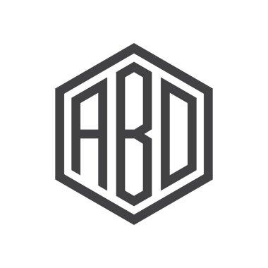 üç harfli baş harfleri altıgen logo siyah