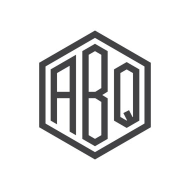 üç harfli baş harfleri altıgen logo siyah