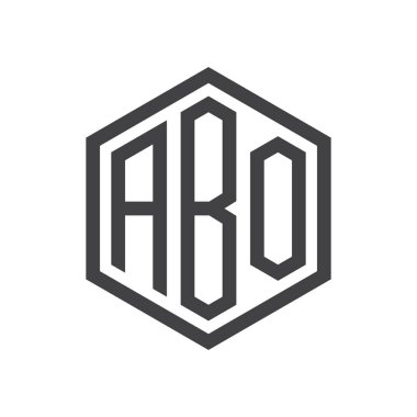 üç harfli baş harfleri altıgen logo siyah