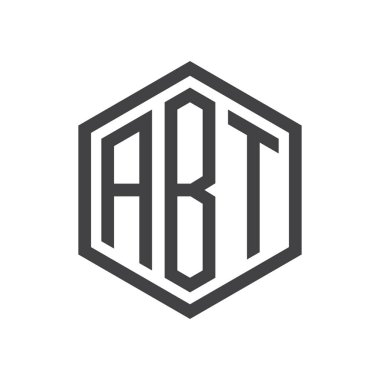 üç harfli baş harfleri altıgen logo siyah