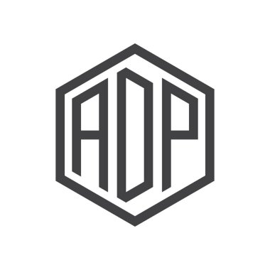 üç harfli baş harfleri altıgen logo siyah