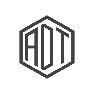 üç harfli baş harfleri altıgen logo siyah