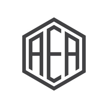 üç harfli baş harfleri altıgen logo siyah