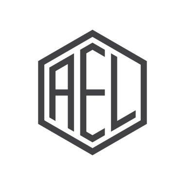 üç harfli baş harfleri altıgen logo siyah