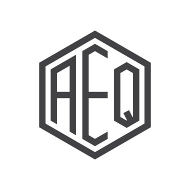 üç harfli baş harfleri altıgen logo siyah