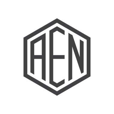 üç harfli baş harfleri altıgen logo siyah