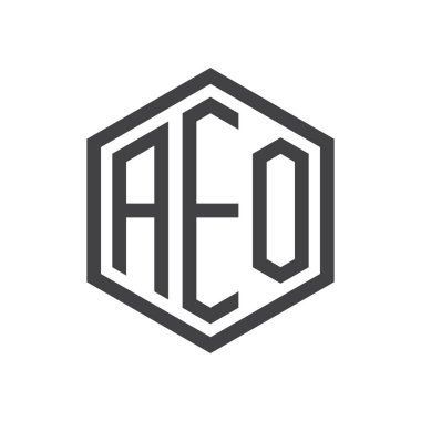 üç harfli baş harfleri altıgen logo siyah