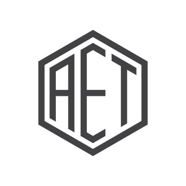 üç harfli baş harfleri altıgen logo siyah