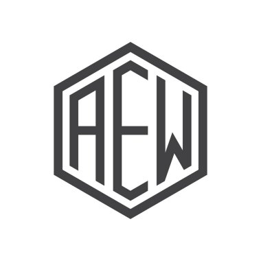 üç harfli baş harfleri altıgen logo siyah