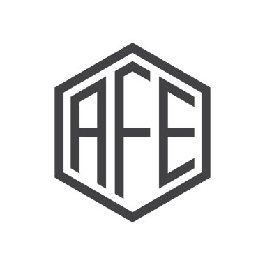 üç harfli baş harfleri altıgen logo siyah