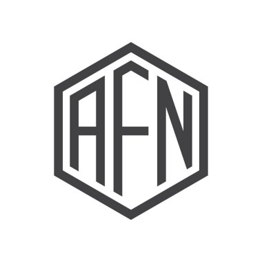 üç harfli baş harfleri altıgen logo siyah