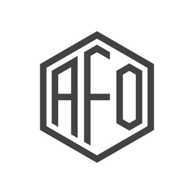 üç harfli baş harfleri altıgen logo siyah