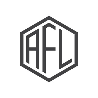 üç harfli baş harfleri altıgen logo siyah