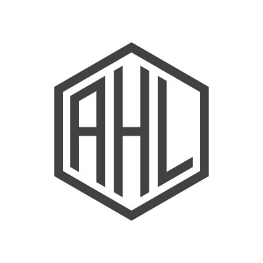 üç harfli baş harfleri altıgen logo siyah