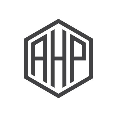 üç harfli baş harfleri altıgen logo siyah