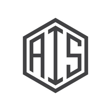 üç harfli baş harfleri altıgen logo siyah