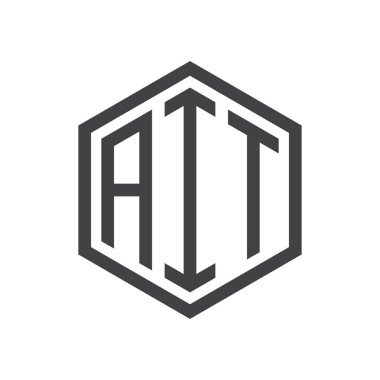 üç harfli baş harfleri altıgen logo siyah