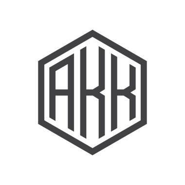 üç harfli baş harfleri altıgen logo siyah