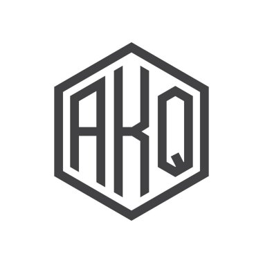 üç harfli baş harfleri altıgen logo siyah