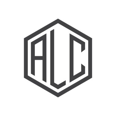 üç harfli baş harfleri altıgen logo siyah