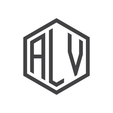 üç harfli baş harfleri altıgen logo siyah