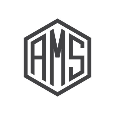 üç harfli baş harfleri altıgen logo siyah