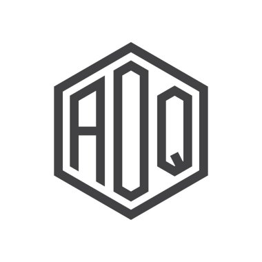 üç harfli baş harfleri altıgen logo siyah