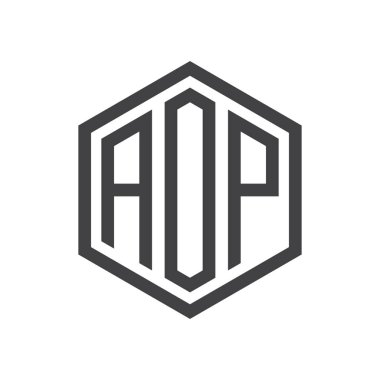 üç harfli baş harfleri altıgen logo siyah