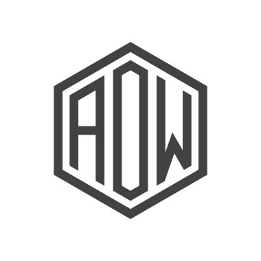 üç harfli baş harfleri altıgen logo siyah