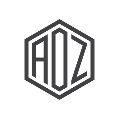 üç harfli baş harfleri altıgen logo siyah