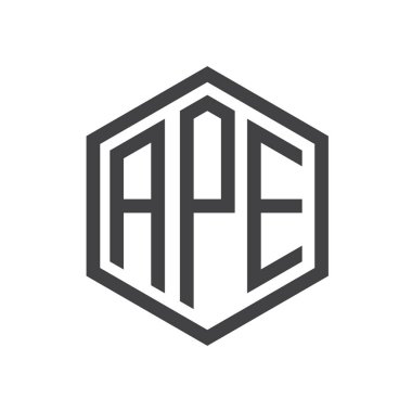 üç harfli baş harfleri altıgen logo siyah