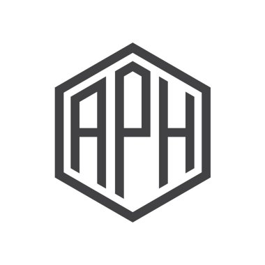 üç harfli baş harfleri altıgen logo siyah