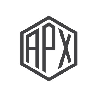 üç harfli baş harfleri altıgen logo siyah