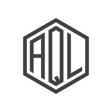 üç harfli baş harfleri altıgen logo siyah