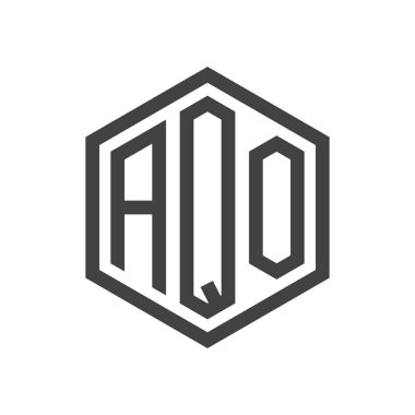 üç harfli baş harfleri altıgen logo siyah