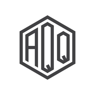 üç harfli baş harfleri altıgen logo siyah