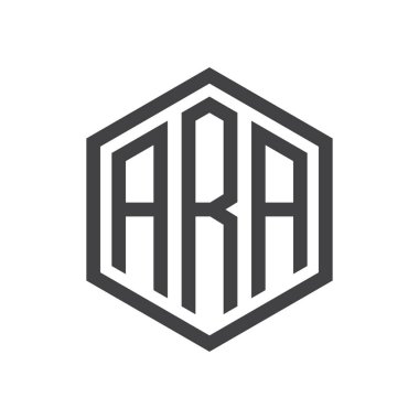 üç harfli baş harfleri altıgen logo siyah