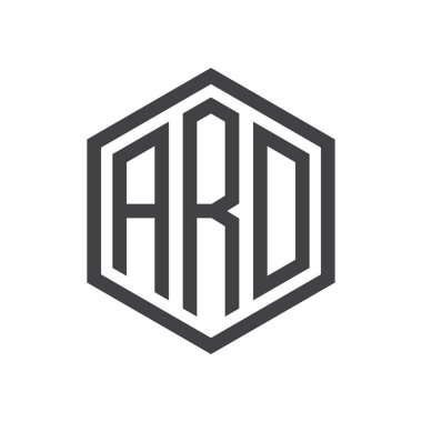 üç harfli baş harfleri altıgen logo siyah