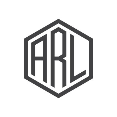 üç harfli baş harfleri altıgen logo siyah