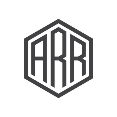 üç harfli baş harfleri altıgen logo siyah