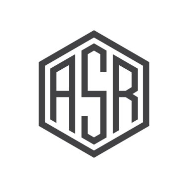 üç harfli baş harfleri altıgen logo siyah