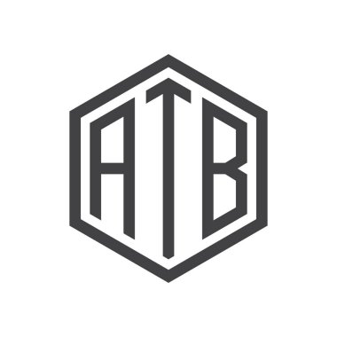 üç harfli baş harfleri altıgen logo siyah