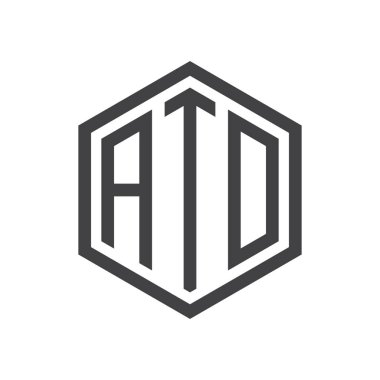 üç harfli baş harfleri altıgen logo siyah