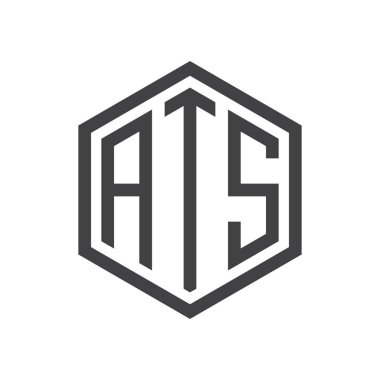 üç harfli baş harfleri altıgen logo siyah