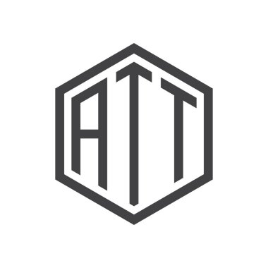 üç harfli baş harfleri altıgen logo siyah