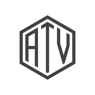 üç harfli baş harfleri altıgen logo siyah