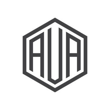 üç harfli baş harfleri altıgen logo siyah