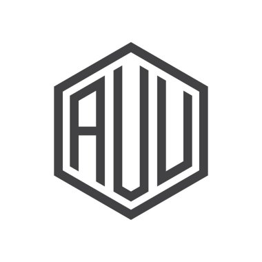 üç harfli baş harfleri altıgen logo siyah