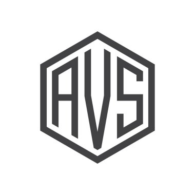 üç harfli baş harfleri altıgen logo siyah