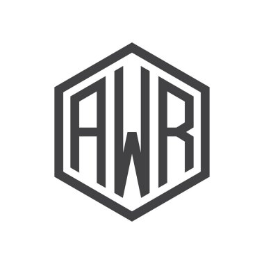 üç harfli baş harfleri altıgen logo siyah